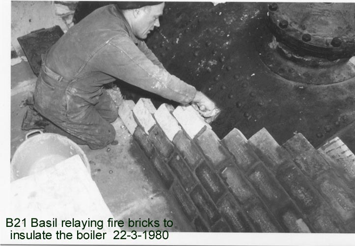 Relaying the fire bricks on the boiler