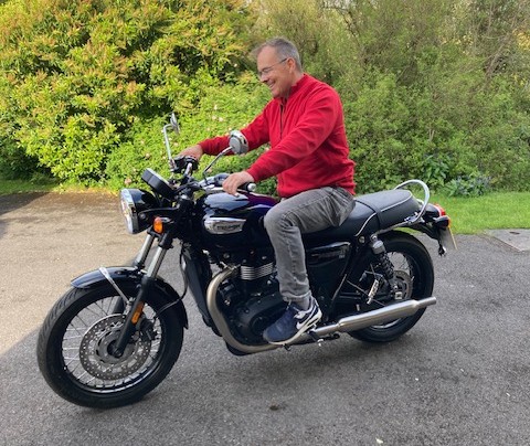 Motor rider on Triumph Bonneville